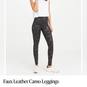 Spanx faux leather camo leggings
